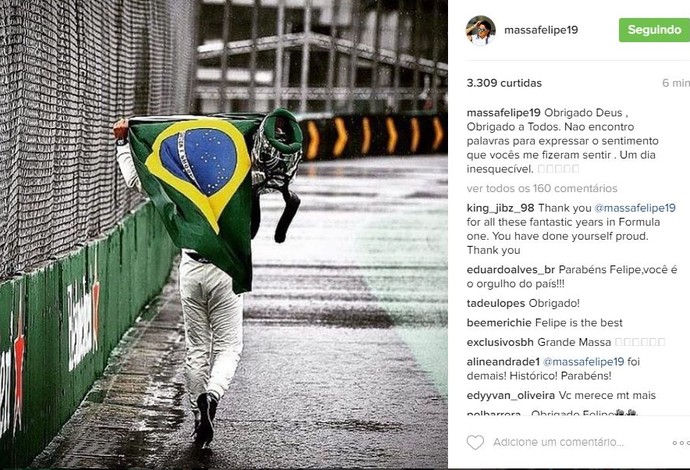 Felipe Massa instagram gp do brasil de formula 1 (Foto: Reprodução/Instagram)
