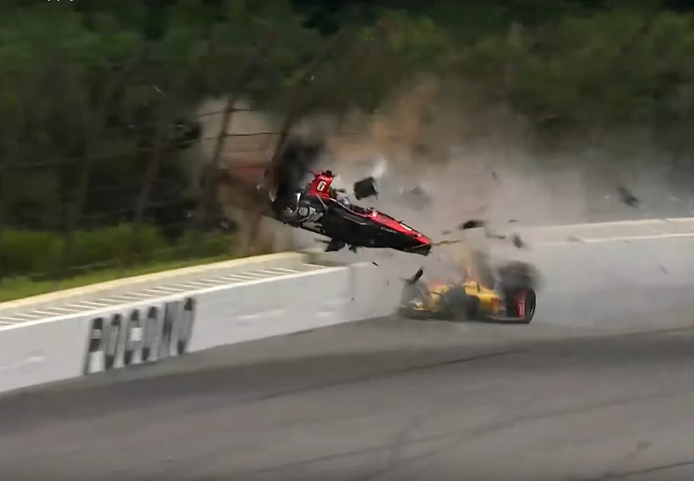 Acidente de Robert Wickens paralisou prova em Pocono â Foto: ReproduÃ§Ã£o/IndyCar