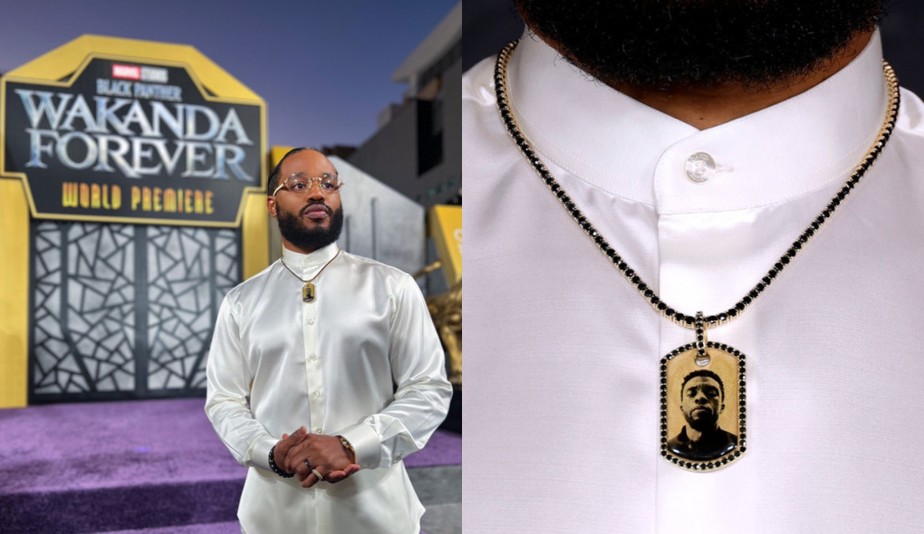 Diretor de Pantera Negra homenageia Chadwick com colar militar de ouro