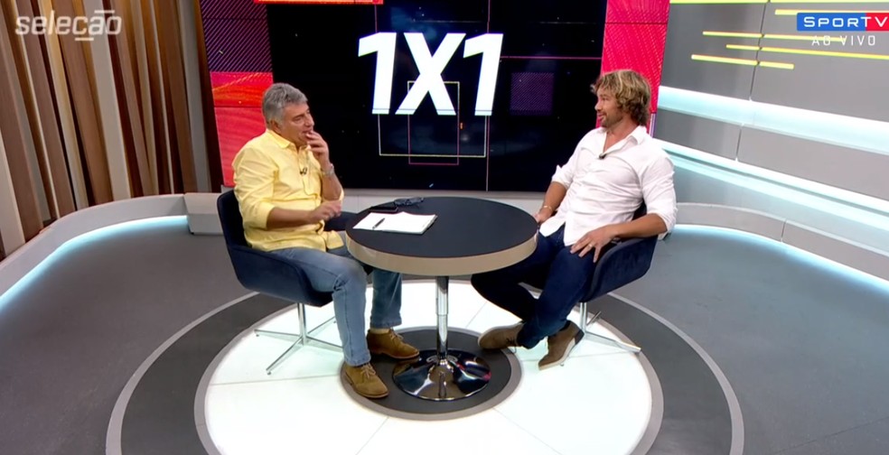 Lugano foi o entrevistado do 1x1, de Cléber Machado — Foto: Reprodução