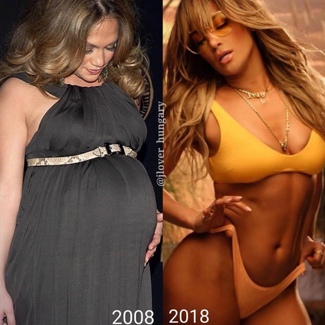 Jennifer Lopez gravidíssima de gêmeos em 2008 e lacrando com esse corpão, 10 anos depois (Foto: Reprodução/Instagram)