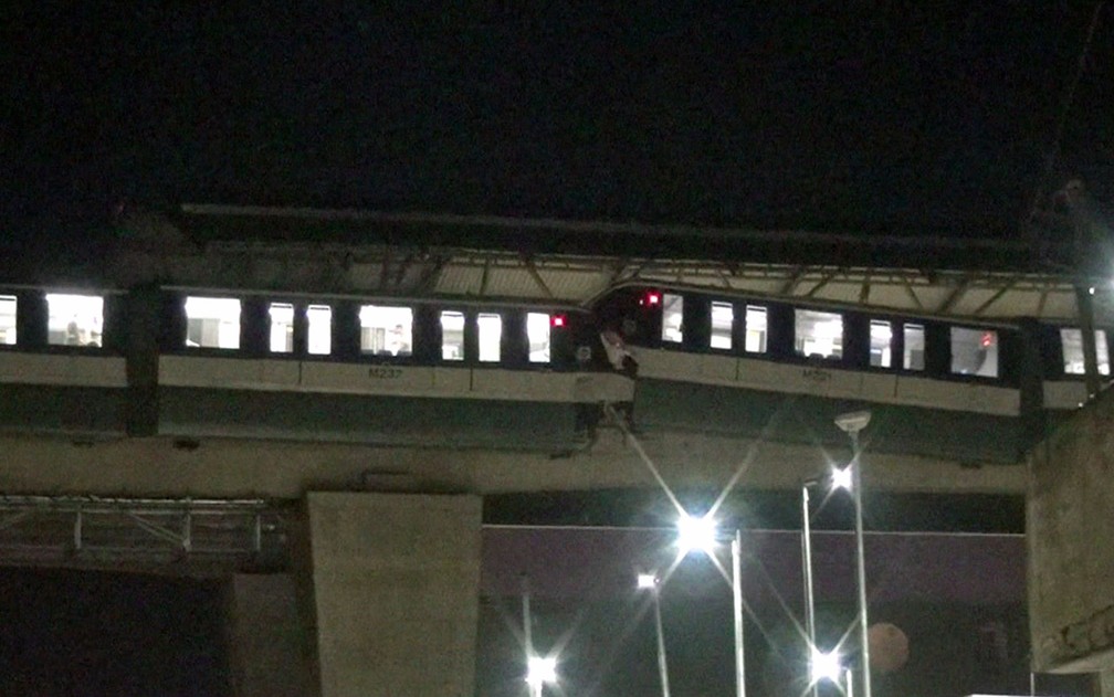 Trens da linha 15-Prata do monotrilho de SP se chocam — Foto: Reprodução/TV Globo