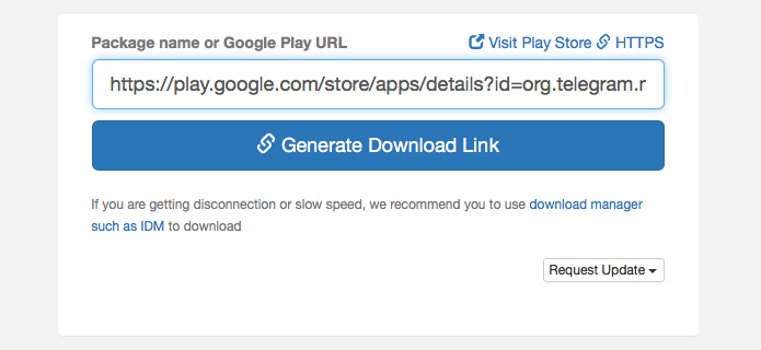 Gerando download do arquivo APK do Telegram a partir do Google Play (Foto: Reprodução/Helito Bijora) 