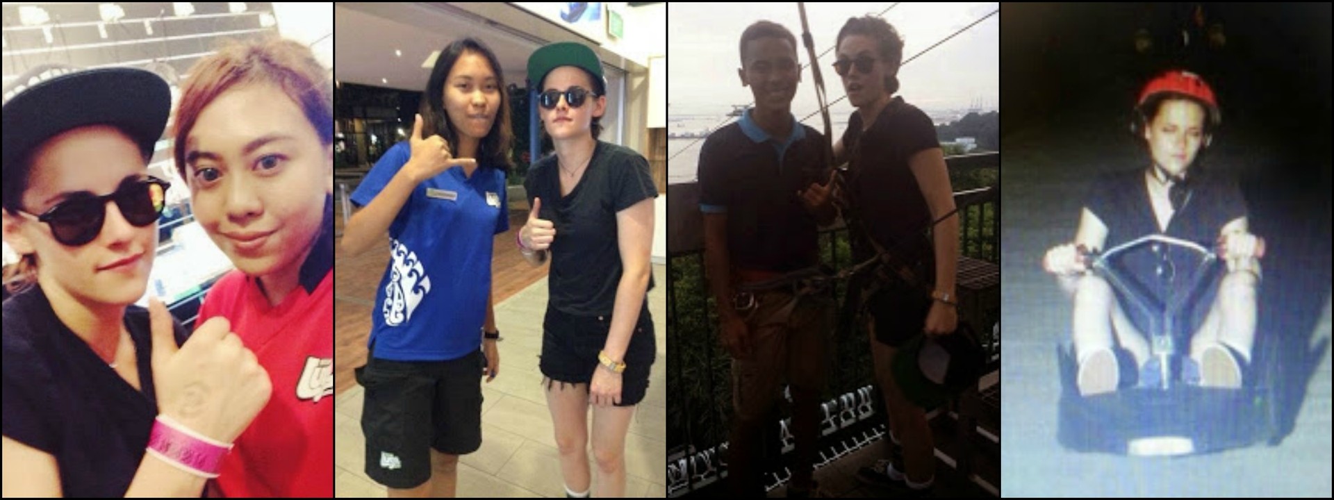 Kristen Stewart posa com fãs em Singapura. (Foto: Reprodução)