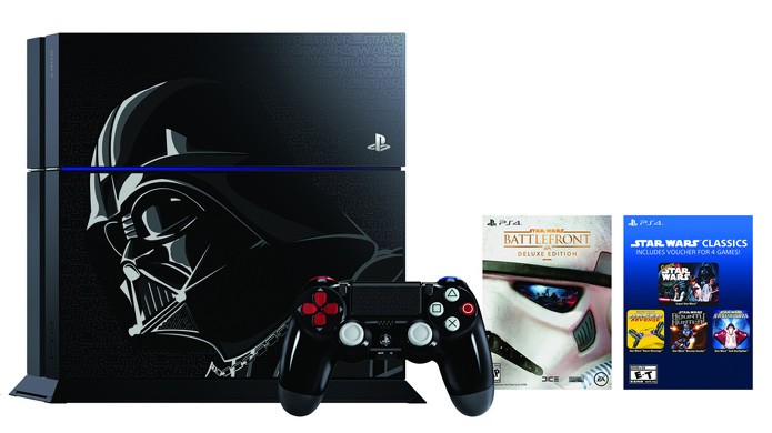 PlayStation 4 em sua edição especial de Darth Vader com jogos clássicos de Star Wars (Foto: Divulgação)