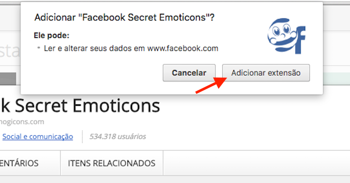 Adicionando a extensão Facebook Secret Emoticons ao Google Chrome (Foto: Reprodução/Marvin Costa)
