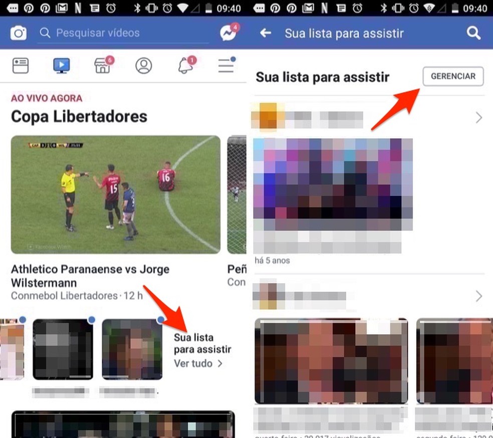 Ação para gerenciar sugestões de vídeos no Facebook Watch para Android — Foto: Reprodução/Marvin Costa