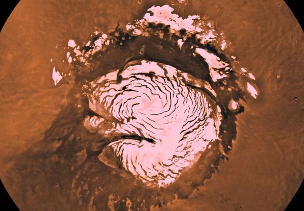Polos Norte e Sul de Marte (Foto: Reprodução/Nasa)