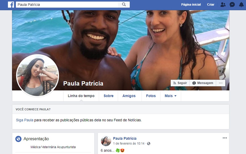 Paula Patricia foi morta a facadas; namorado foi preso — Foto: Reprodução/Facebook
