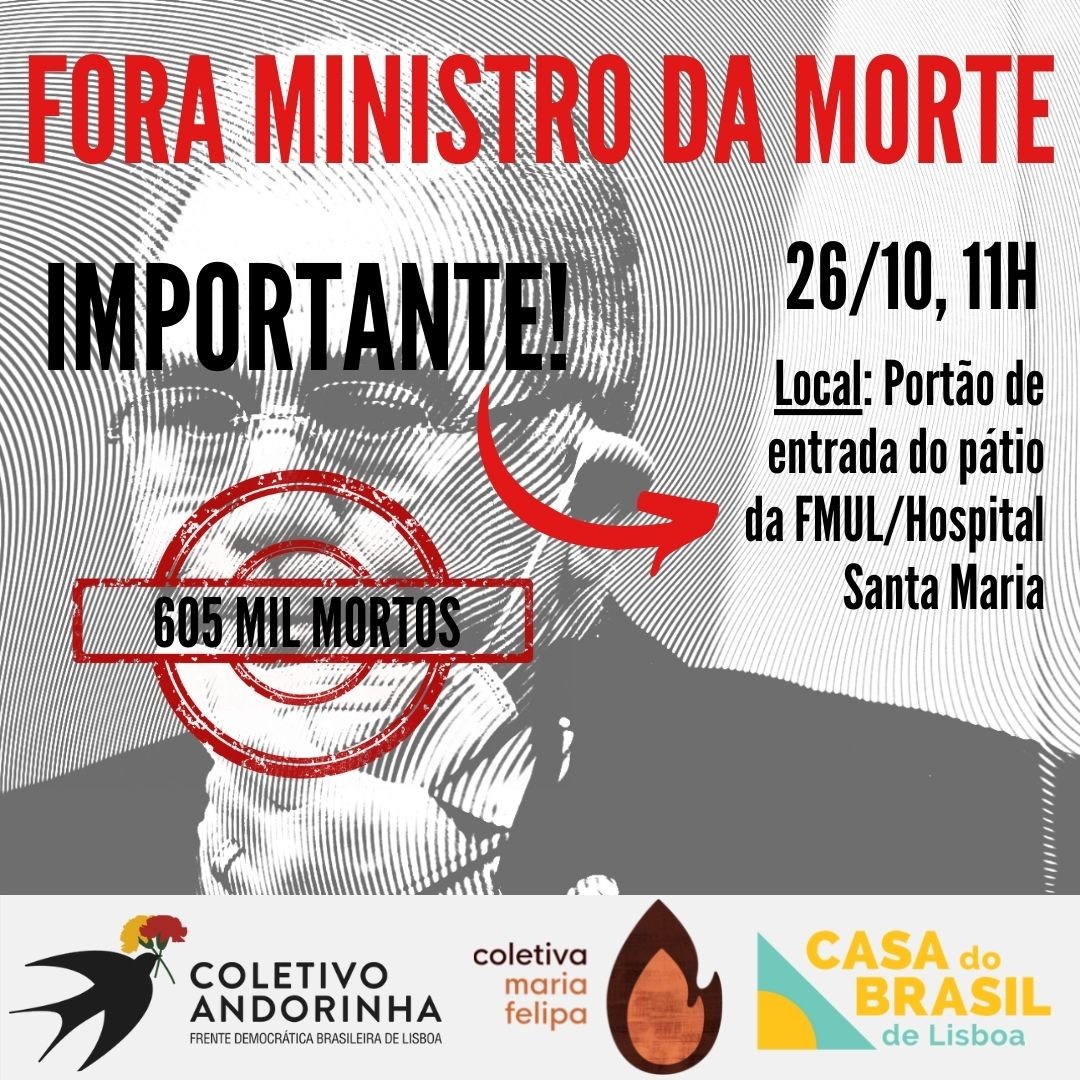 Convocação para manifestação contra palestra em Lisboa do ministro da Saúde, Marcelo Queiroga 
