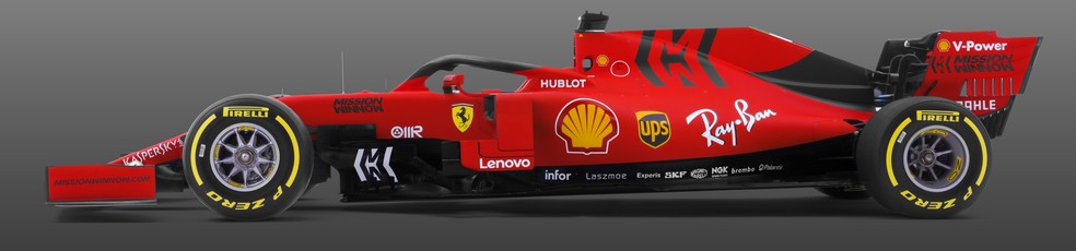Visão lateral da Ferrari SF90 que disputou a temporada 2019 — Foto: Divulgação