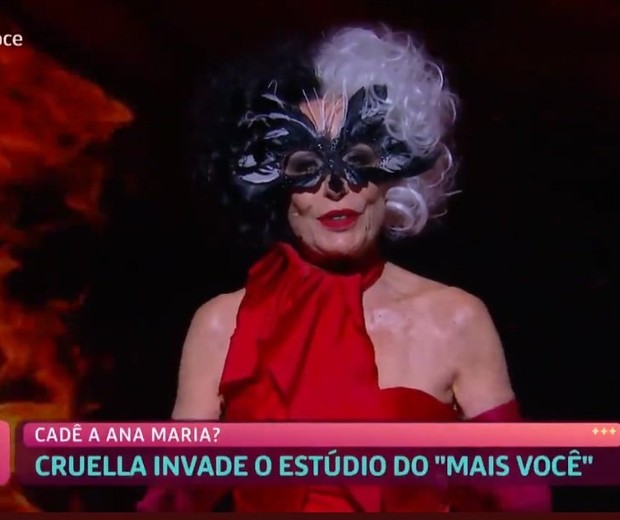 Ana Maria Braga se veste de Cruella para o Mais Você (Foto: Reprodução/TV Globo)