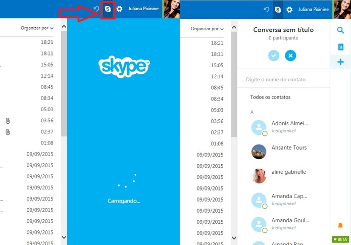 Você pode usar o Skype direto pela caixa de entrada do Outlook.com (Foto: Reprodução/Juliana Pixinine)