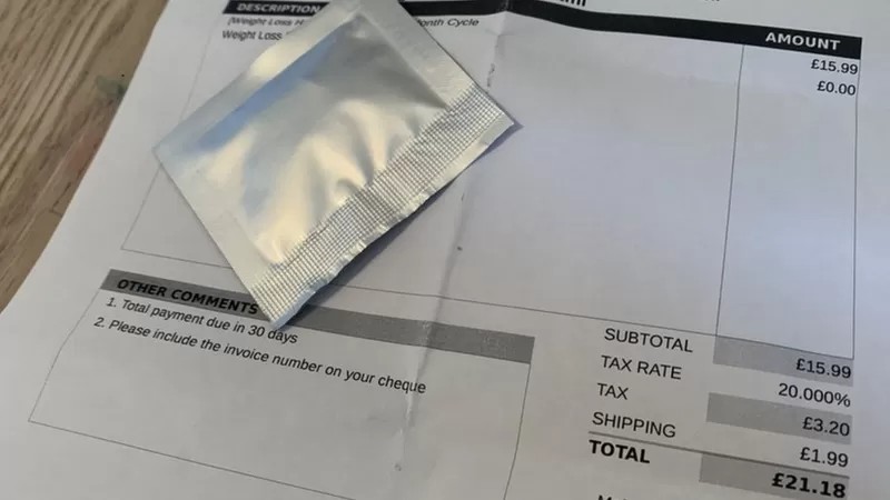 Compra de cocaína veio acompanhada de fatura falsa de empresa de produtos de saúde à base de plantas (Foto: BBC)