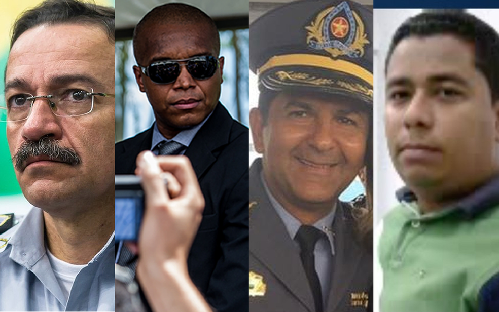 Ex-comandante da PM, coronel Zaqueu Barbosa; ex-chefe e ex-adjunto da Casa Civil, coroneis Evandro Lesco e Ronelson Barros; e o cabo da PM, Gerson Correa (Foto:  Montagem)