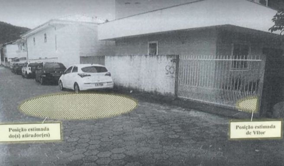 Local de onde teriam partido os tiros que mataram Vitor, em Florianópolis. — Foto: Reprodução/NSC TV