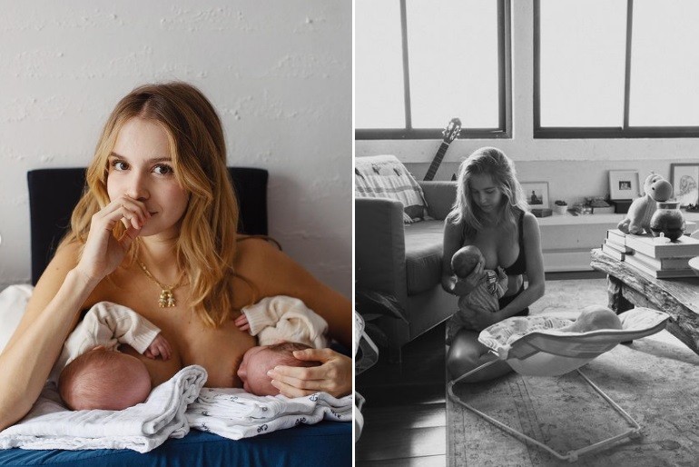 Isabella Sccherer amamenta Bento e Mel de três em três horas — Foto: Reprodução/Instagram