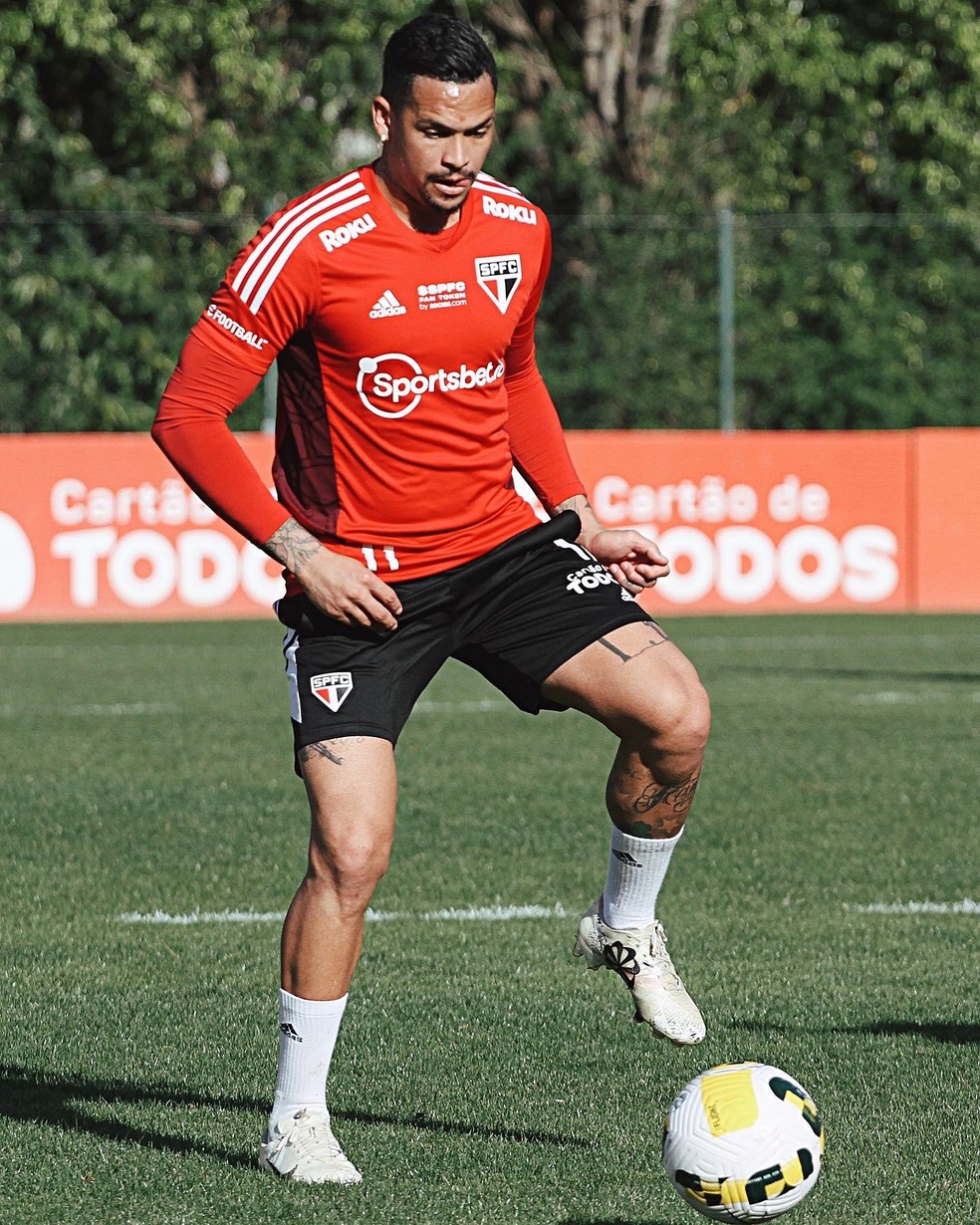 Luciano em treino do São Paulo — Foto: São Paulo FC