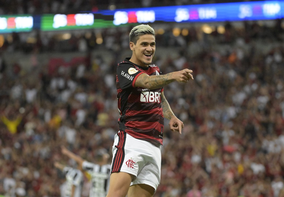 Pedro comemora gol pelo Flamengo — Foto: André Durão