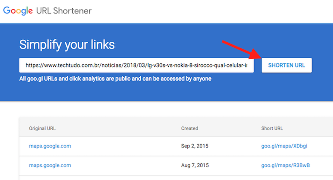 Goo.gl URL Shortener Download TechTudo