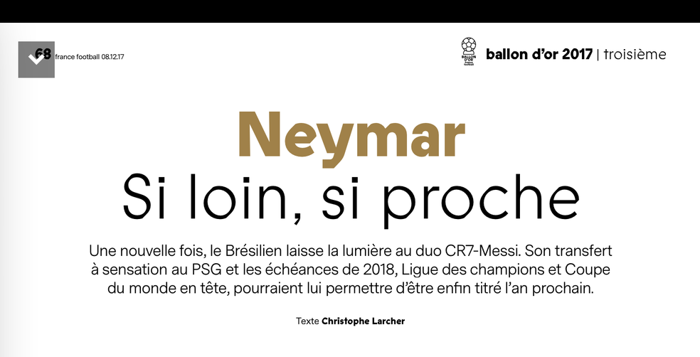 France Football, e o artigo sobre Neymar: 