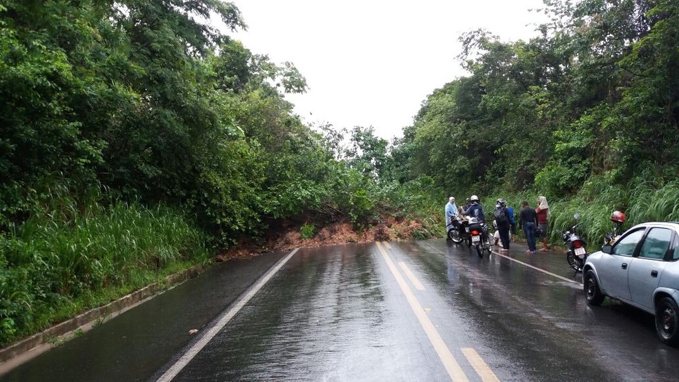 Trecho próximo ao município de Altos tinha sido interditado após queda de árvores (Foto: Divulgação / PRF)