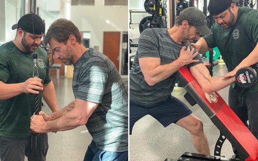 Aos 51, Hugh Jackman mostra músculos e boa forma na academia
