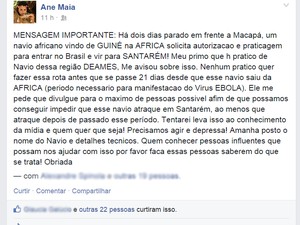 Navio africano está atracado em Macapá com destino a Santarém (Foto: Reprodução Facebook)