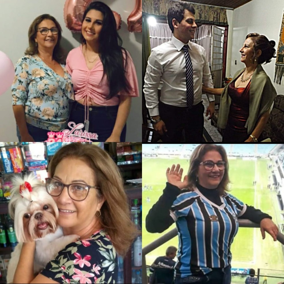 Saleth Elena Pinheiro em momentos com quatro amores de sua vida — Foto: Arquivo pessoal