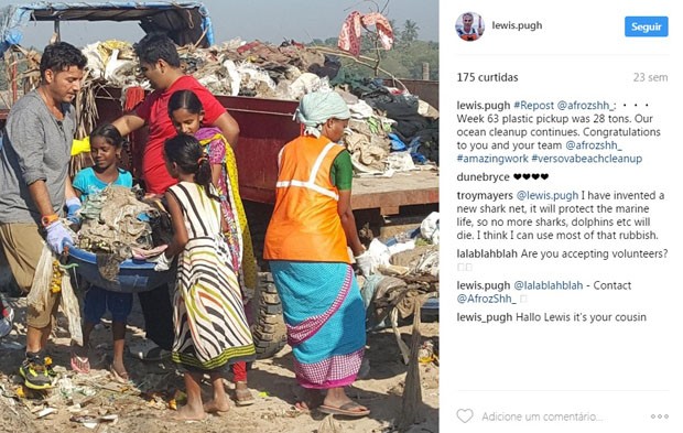 Projeto de 85 semanas retira 5 mil toneladas de lixo da praia de Mumbai (Foto: Instagram)