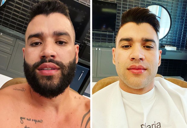 Gusttavo Lima com ou sem barba (Foto: Reprodução/Instagram)