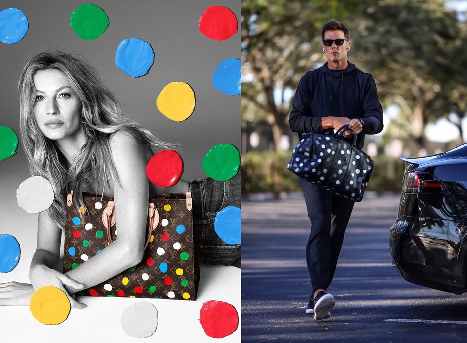 Tom Brady usa bolsa de Louis Vuitton de campanha estrelada por Gisele Bündchen
