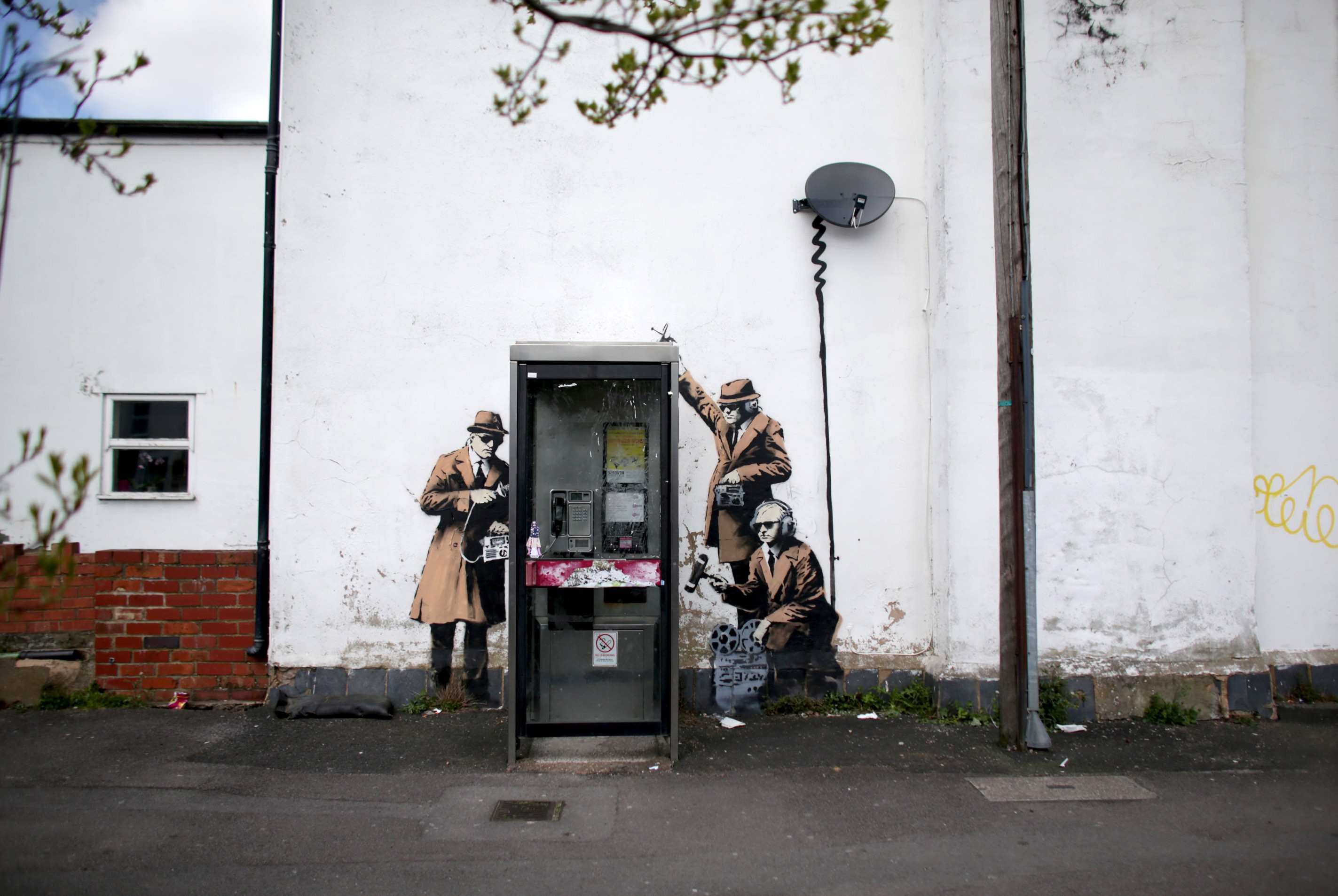 Graffitti de Banksy em Gloucestershire, Inglaterra, registrado em 2014. (Foto: Getty Images/ Matt Cardy)
