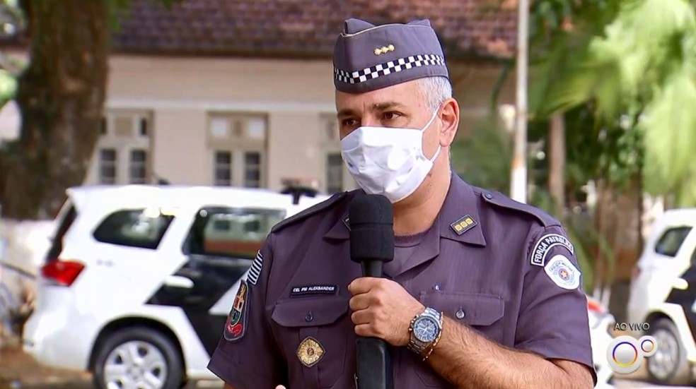 Coronel Aleksander Lacerda foi afastado do CPI-7, em Sorocaba, pelo governador João Doria após postagem em defesa de protesto a favor do presidente Jair Bolsonaro — Foto: Reprodução/TV TEM/Arquivo