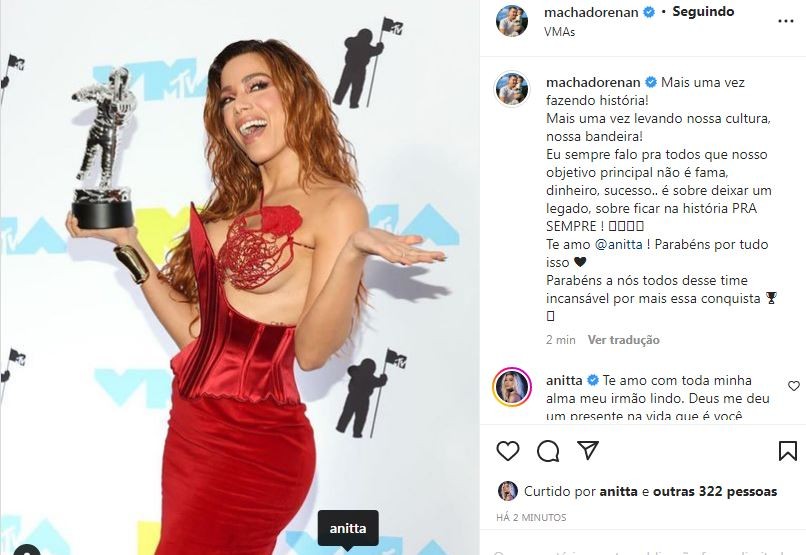 Anitta foi homenageada pelo irmão, Renan (Foto: Reprodução / Instagram)