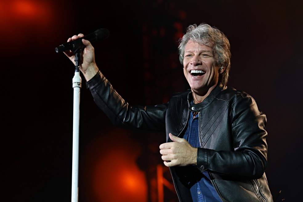 Jon Bon Jovi no show do Bon Jovi no festival São Paulo Trip no Allianz Parque, em São Paulo, em setembro de 2017 — Foto: Celso Tavares/G1