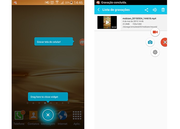 Mobizen também permite gravar a tela do Android com áudio (Foto: Reprodução/Barbara Mannara)