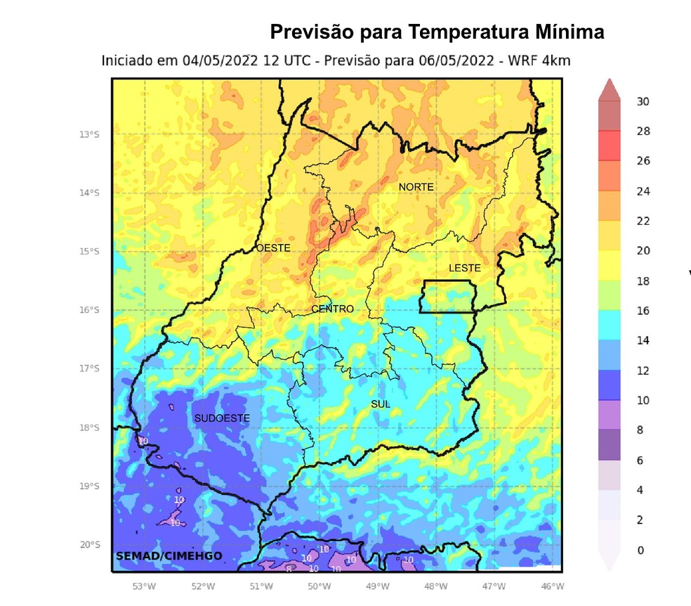 Previsão do tempo para sexta-feira em Goiás — Foto: Reprodução/Cimehgo