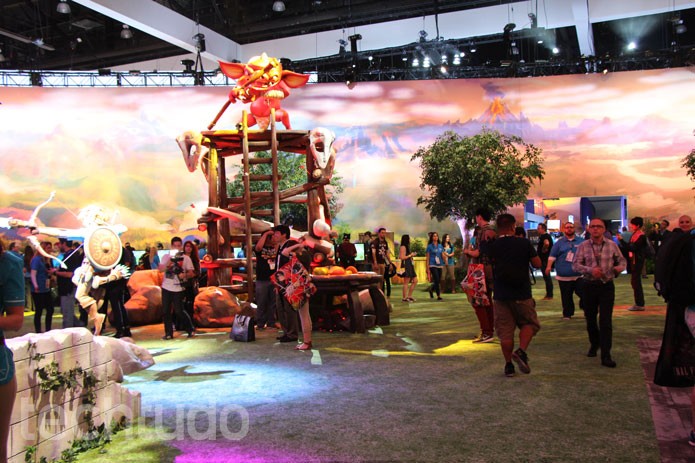 Estande da Nintendo decorado com o cenário do game (Foto: Tais Carvalho/TechTudo)