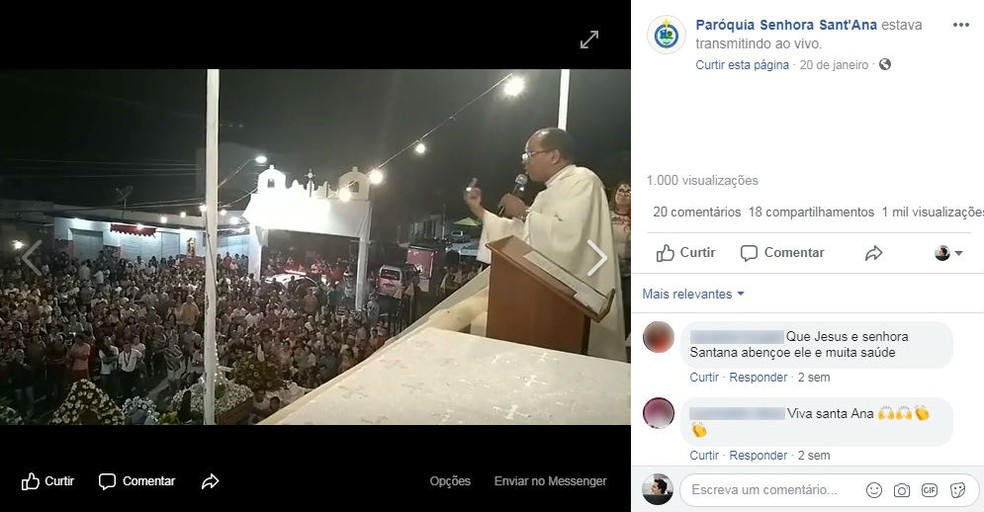Em vídeo publicado na página oficial da Paróquia Senhora Sant’Ana, da cidade de Santana do Mundaú, padre se refere a pobres como 'raça miserável' — Foto: Reprodução