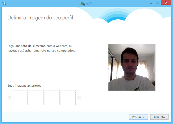 Tire uma foto com a webcam ou selecione o arquivo em seu computador (Foto: Reprodu??o/Helito Bijora) 