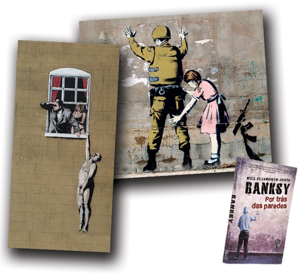 À direita, obra pintada em muro em Belém, na Palestina; e, à esquerda, desenho feito na parede de uma clínica de saúde sexual para jovens, em Bristol – na enquete, 90% votaram para preservar o grafite (Foto: Divulgação) (Foto: Divulgação)