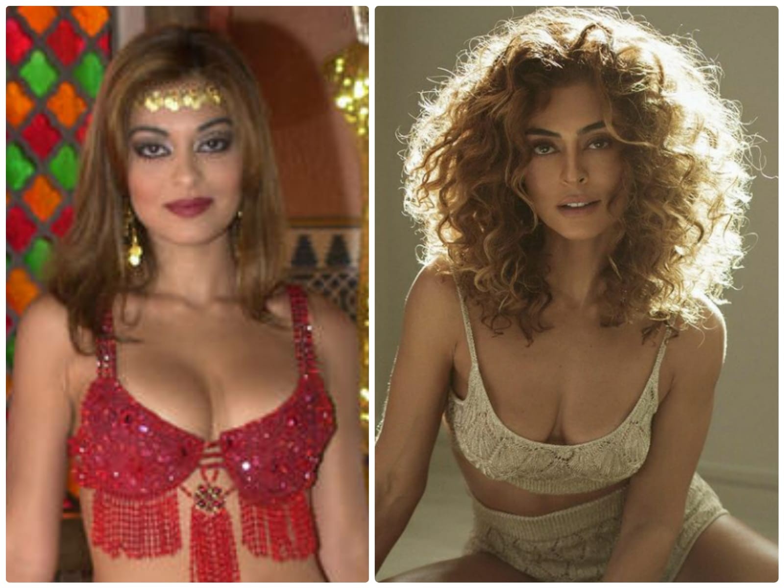 Antes e depois de O Clone: Juliana Paes tinha 22 anos quando interpretou Karla (Foto: Divugação/TV Globo e Reprodução/Instagram)