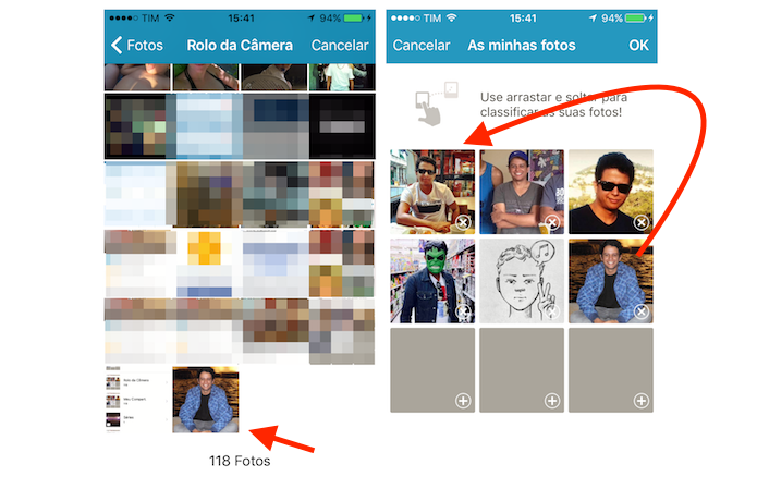 Carregando uma imagem do iPhone no Happn para definir uma nova foto de perfil (Foto: Reprodução/Marvin Costa)