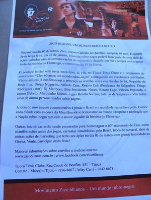 Movimento exalta 60 anos de Zico e promete grande festa dia 3 de março