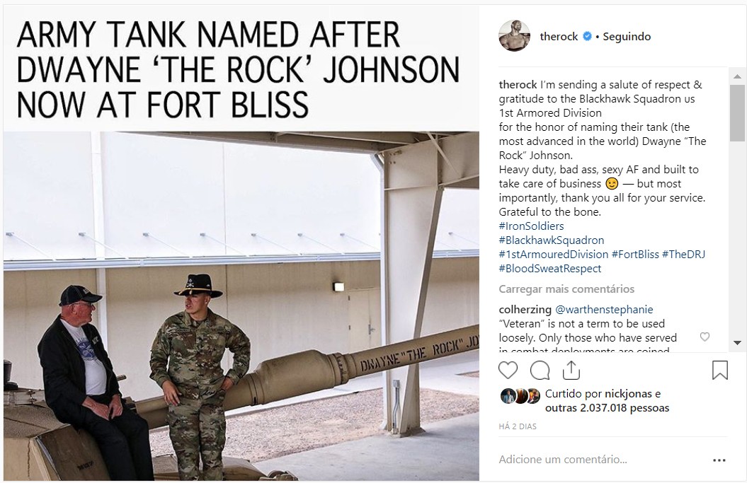 Dwayne Johnson agradecendo a homenagem (Foto: Instagram)