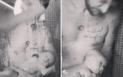 Fabiula Nascimento registra Emilio Dantas tomando banho com os filhos