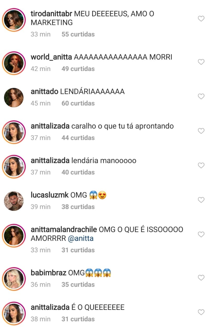 Comentários na publicação de Anitta  (Foto: Reprodução/Instagram )