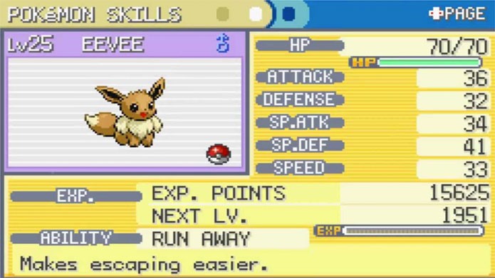 Eevee é um dos Pokémon que evolui com pedras (Foto: Reprodução/GBA Classics)