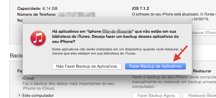 Realizando backups de aplicativos do iPhone com o iTunes (Foto: Reprodu??o/Marvin Costa)